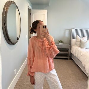Free People Coral Flowy Top